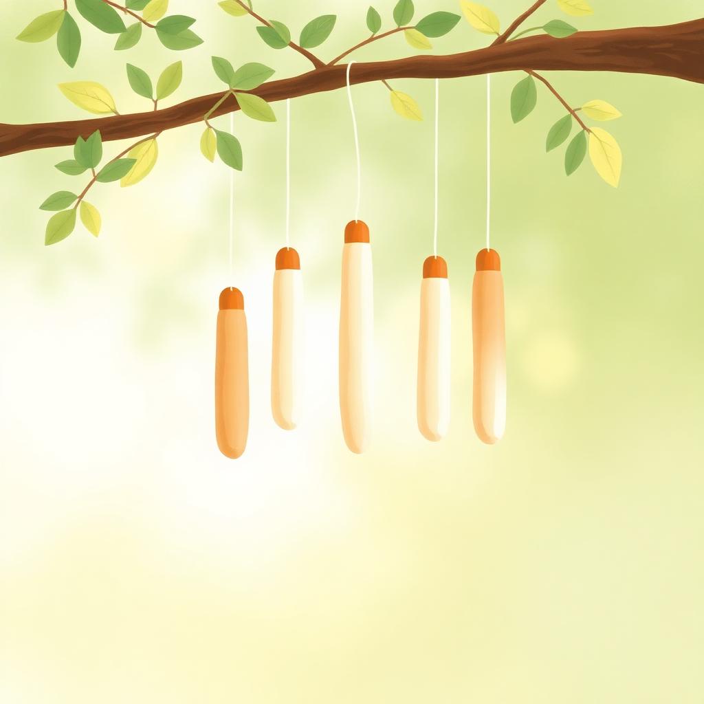 Gentle wind chimes hanging in the breeze.